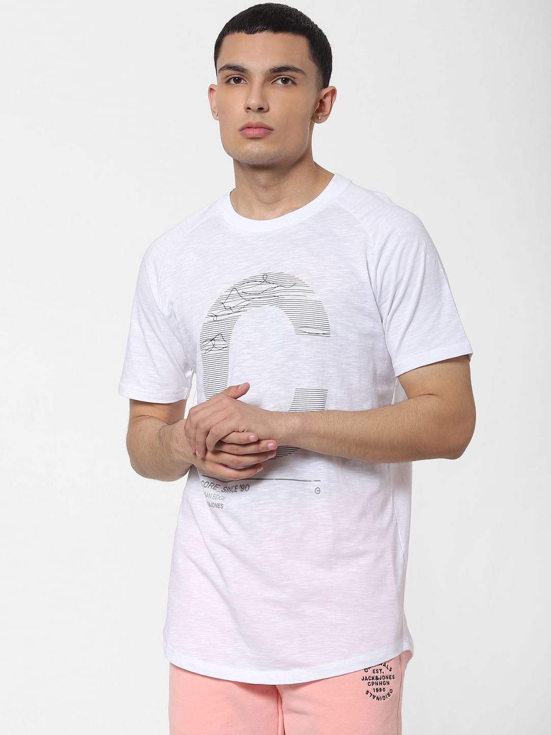 White Graphic Print Crew Neck T-shirt