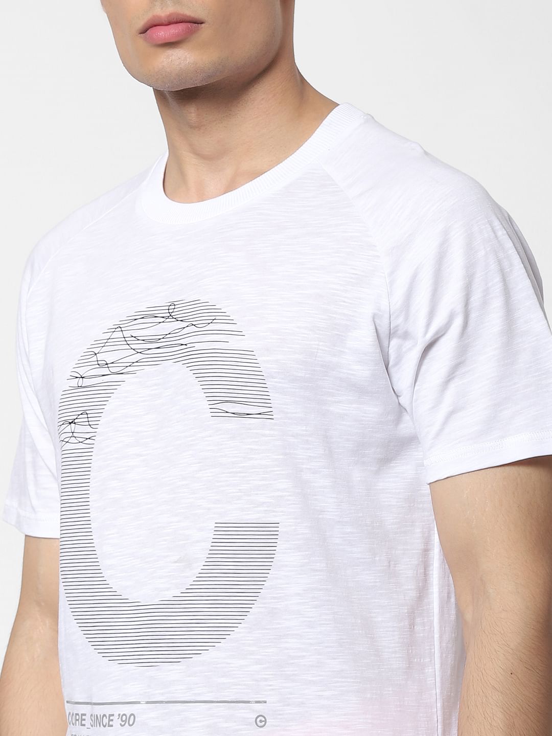 White Graphic Print Crew Neck T-shirt