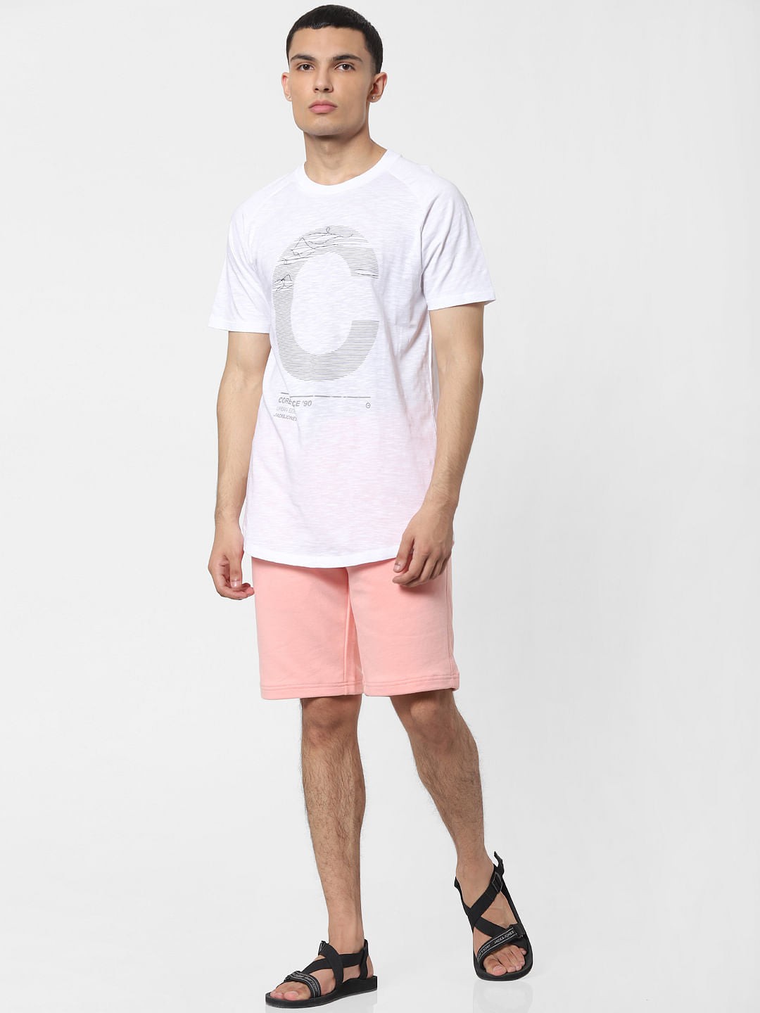 White Graphic Print Crew Neck T-shirt