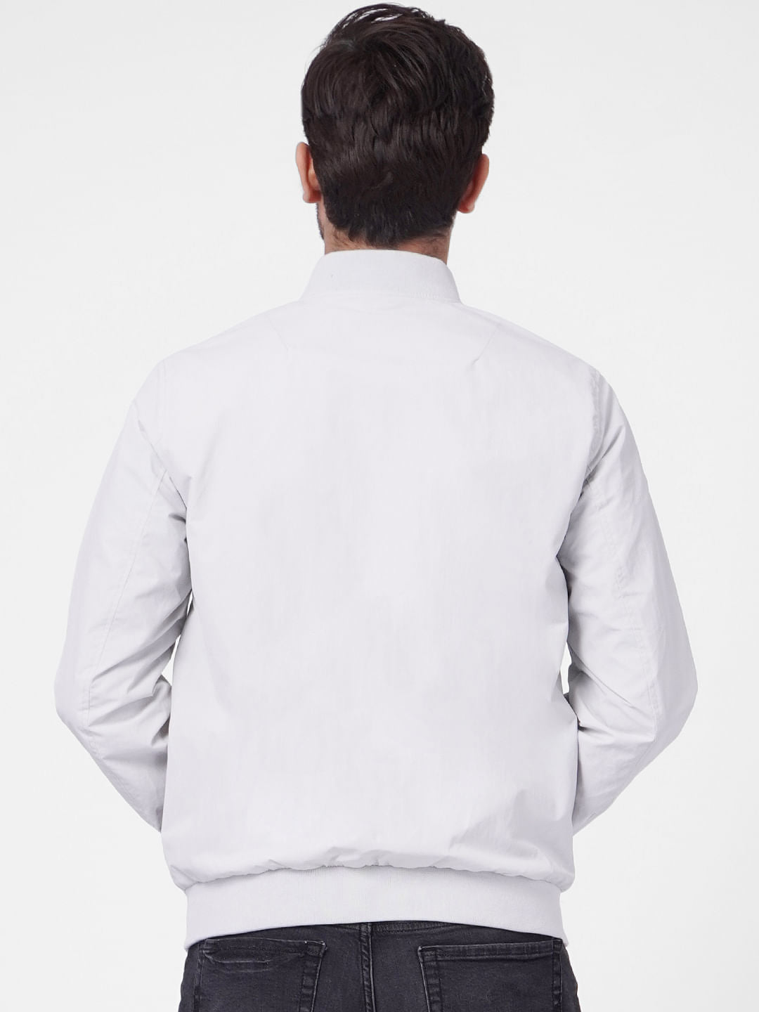 Grey Zip Up Bomber Jacket