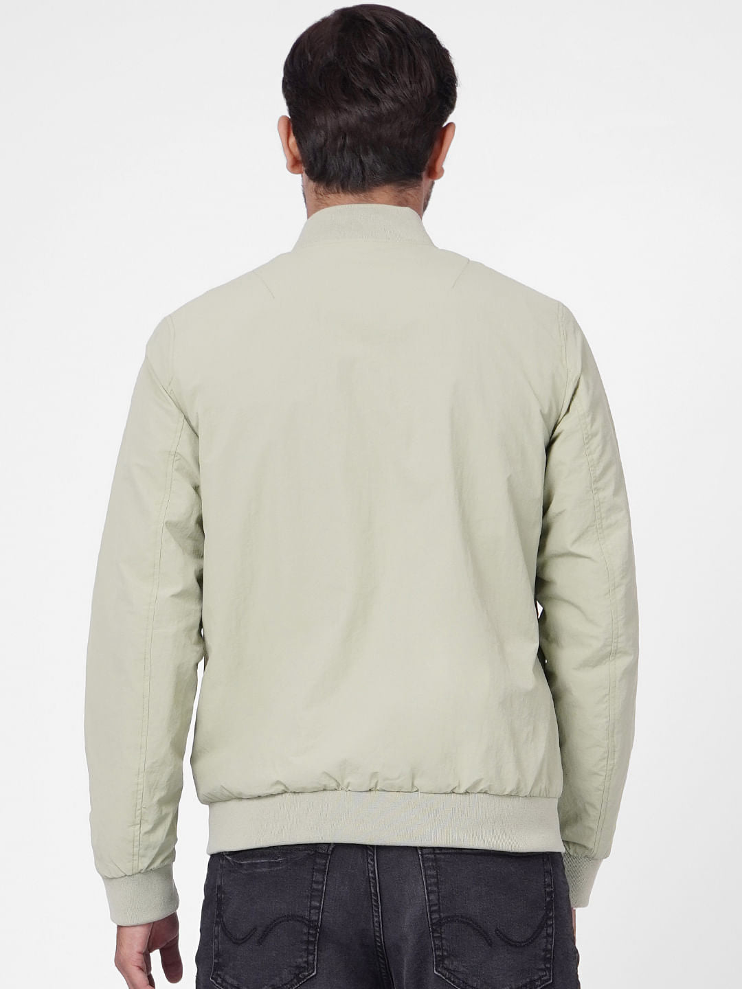 Light Green Zip Up Bomber Jacket