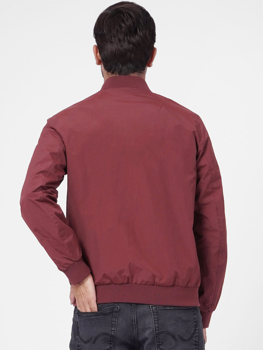 Maroon Zip Up Bomber Jacket