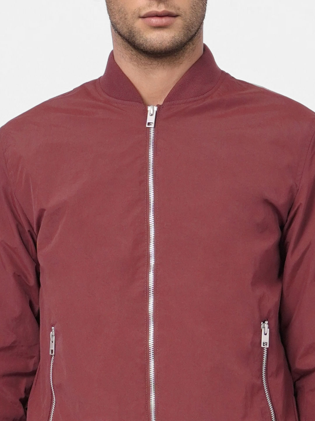 Maroon Zip Up Bomber Jacket