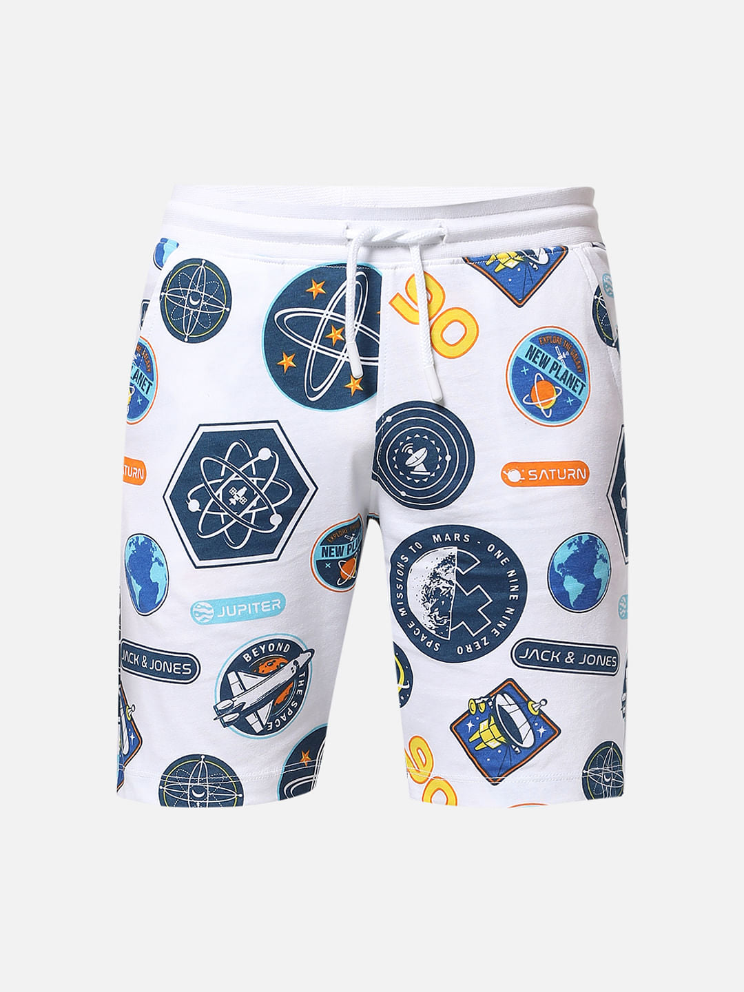 Boys White Space Print Co-ord Set Shorts