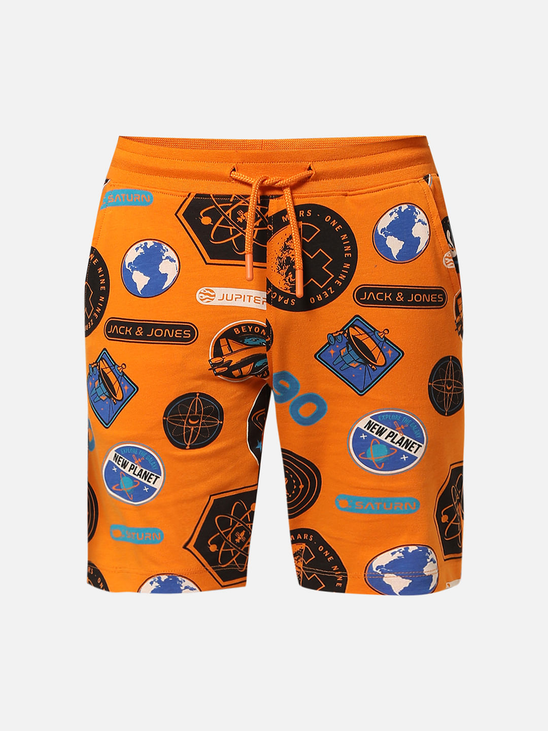 Boys Orange Printed Co-ord Set Shorts