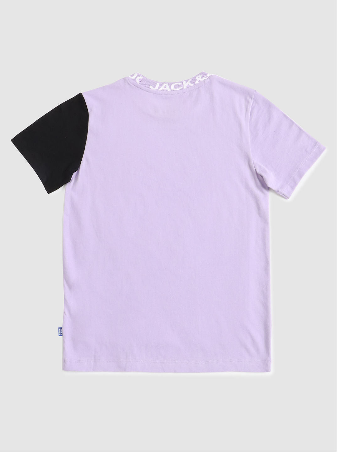 Boys Purple Colourblocked Crew Neck T-shirt