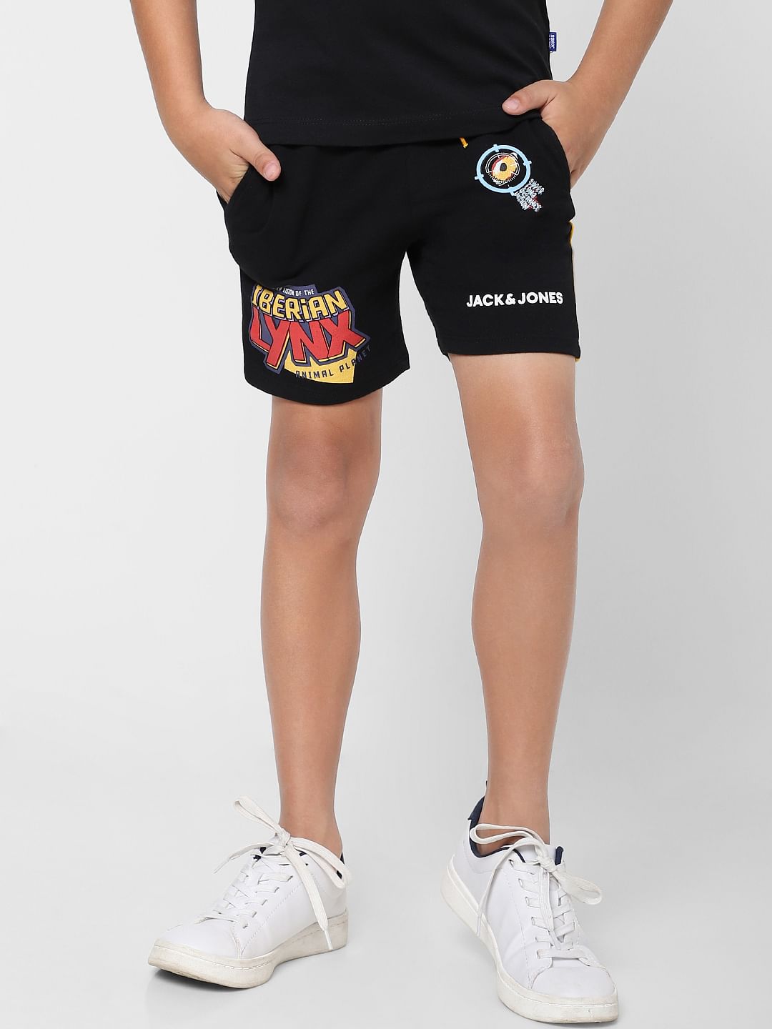 BOYS X ANIMAL PLANET Black Mid Rise Graphic Print Sweatshorts