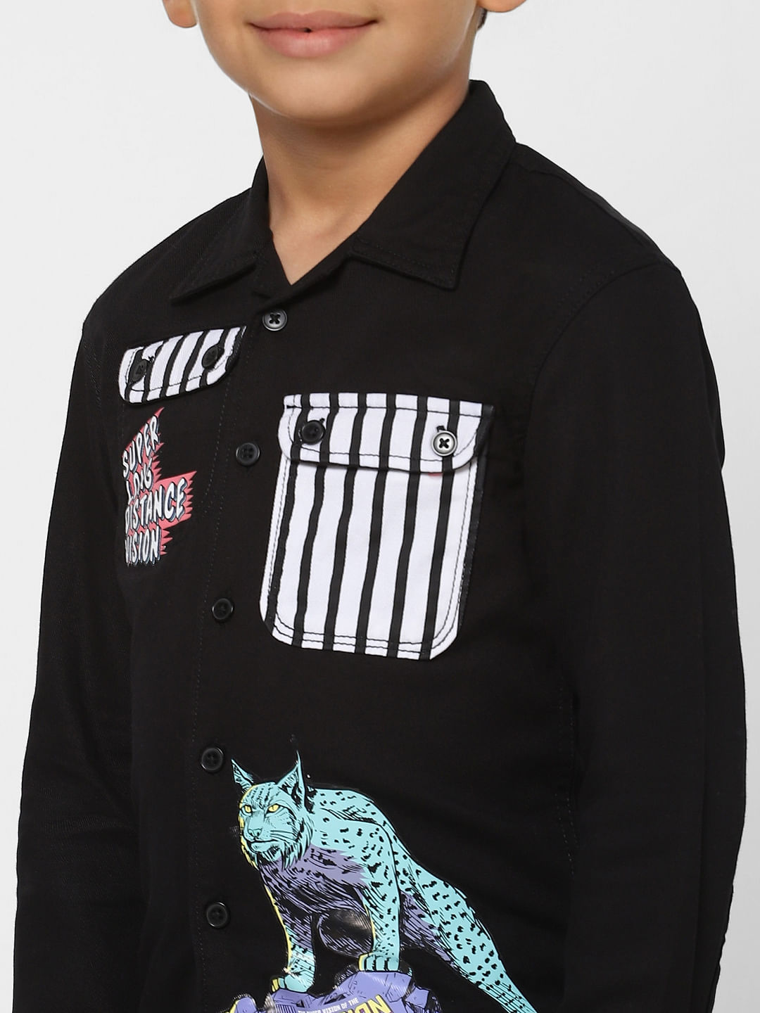 BOYS X ANIMAL PLANET Black Graphic Patch Pocket Shirt