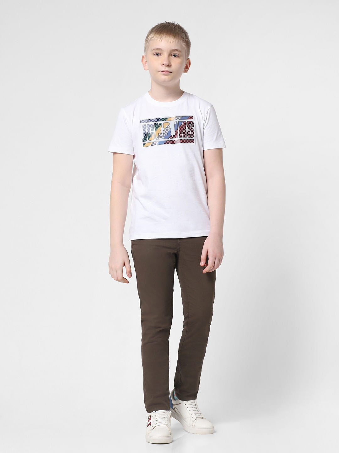 JACK&JONES JUNIOR X MOTOR MUNCHKINS WHITE LOGO PRINT T-SHIRT