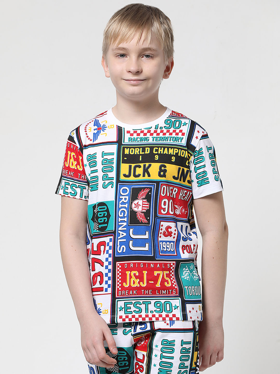 JACK&JONES JUNIOR X MOTOR MUNCHKINS WHITE PRINTED T-SHIRT