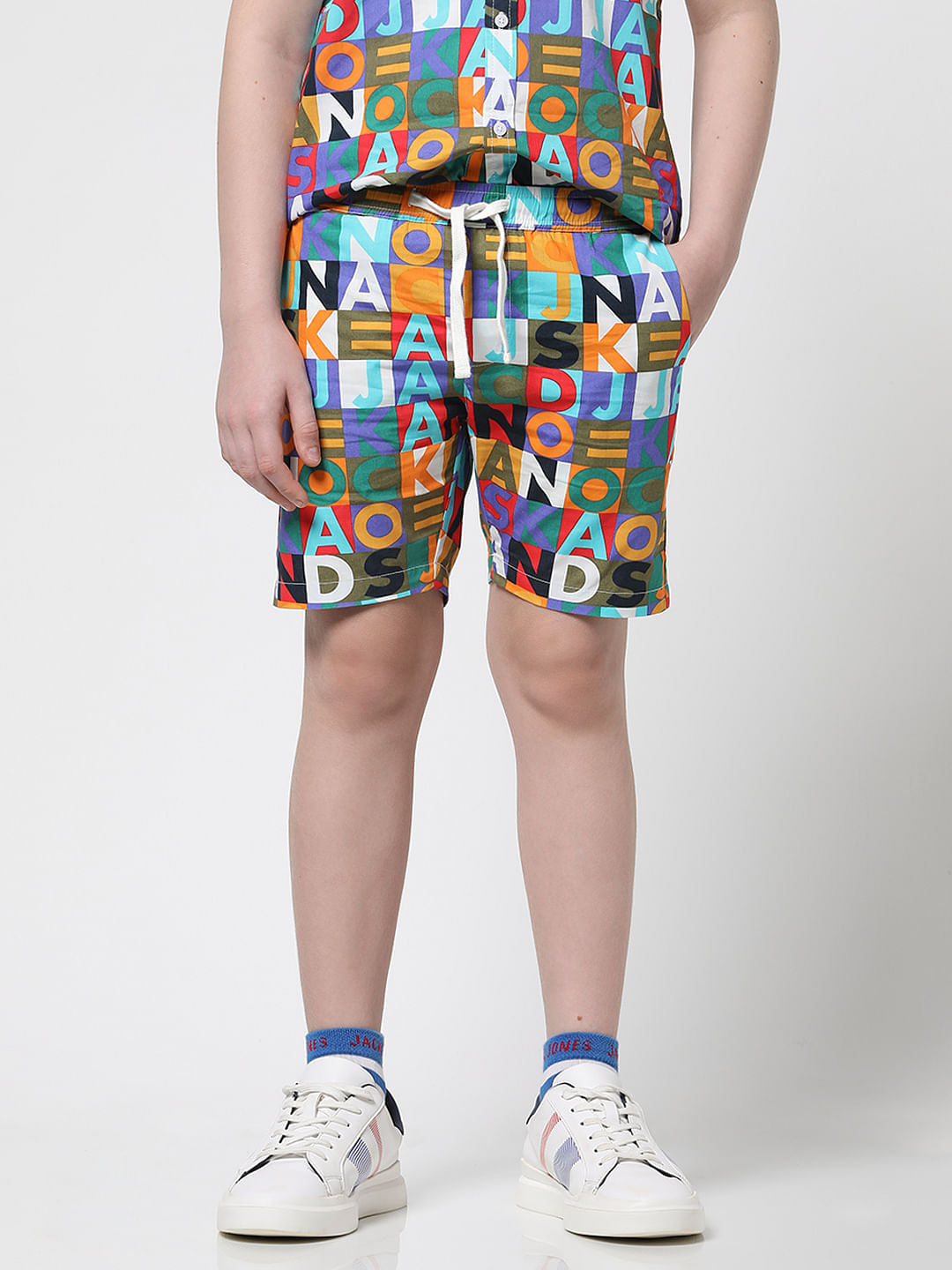 Boys Blue Logo Print Co-ord Set Shorts