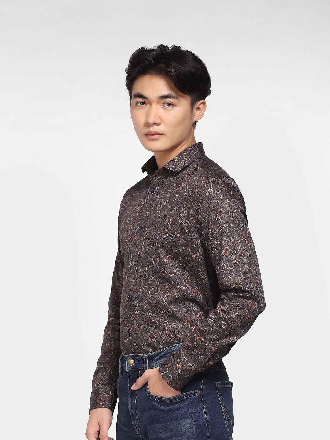 Black Printed Full Sleeves Shirt