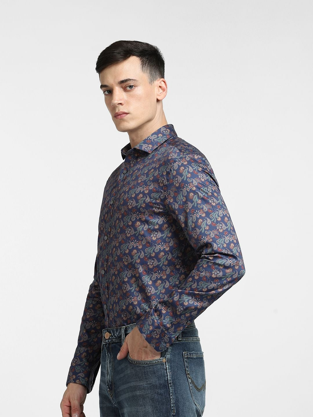 Blue Abstract Print Full Sleeves Shirt