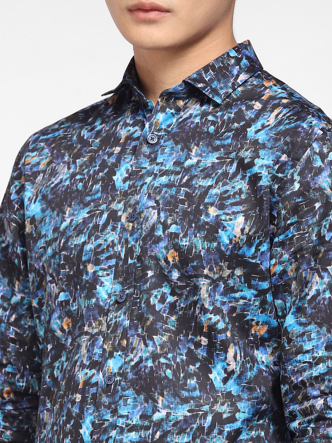 Black Abstract Print Full Sleeves Shirt