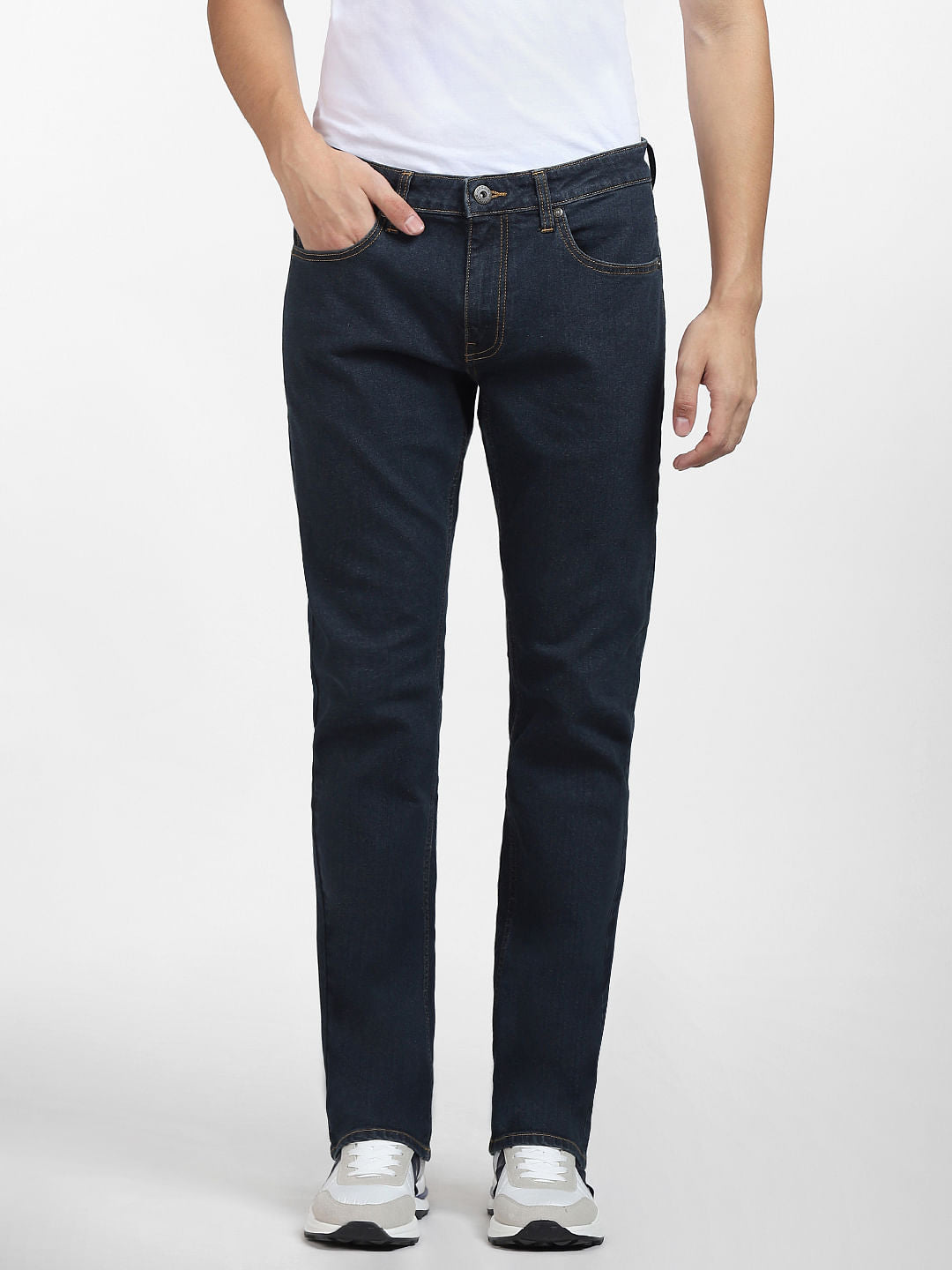 Blue Mid Rise Clark Regular Jeans