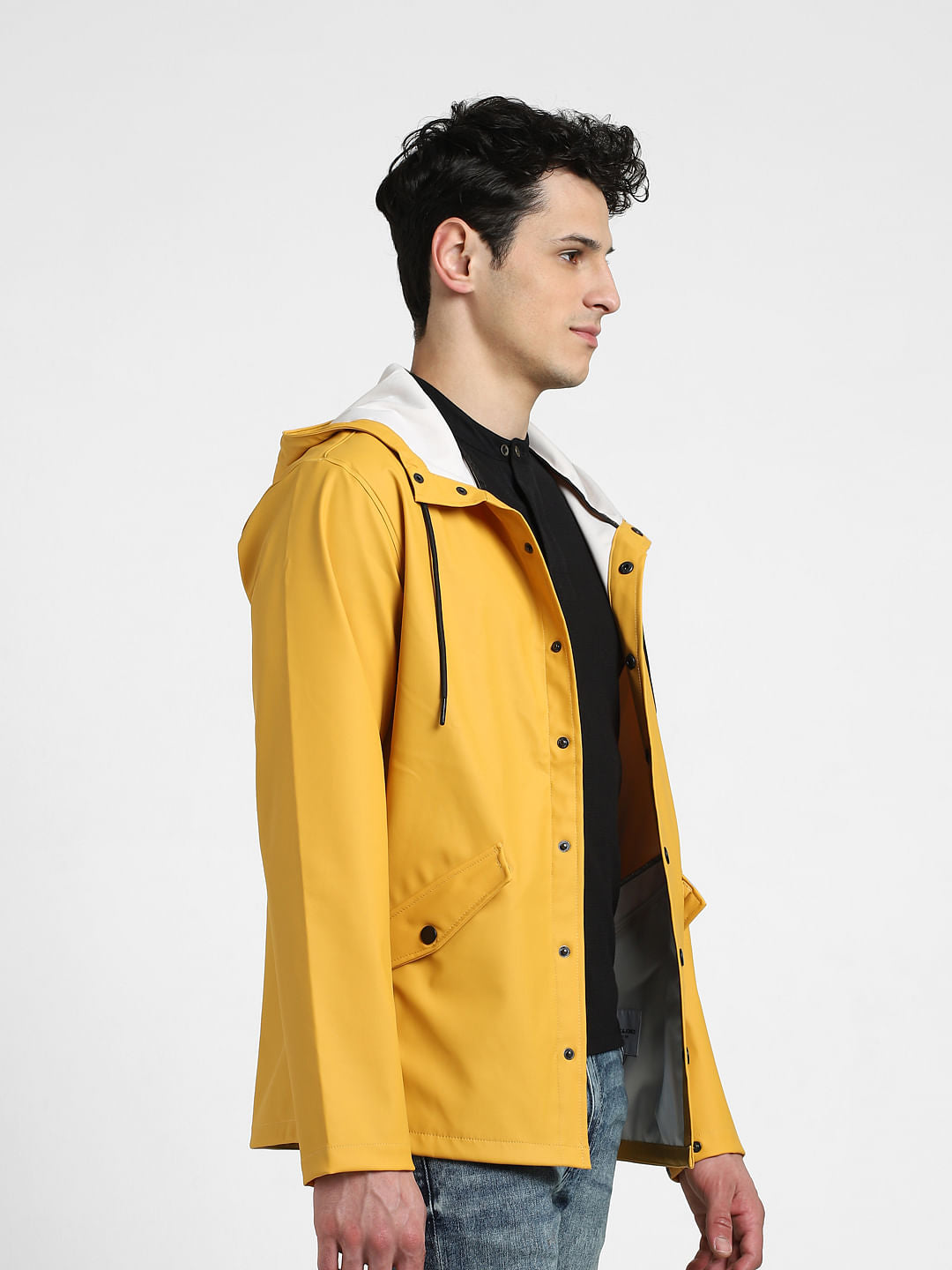 Yellow Hooded Rain Jacket