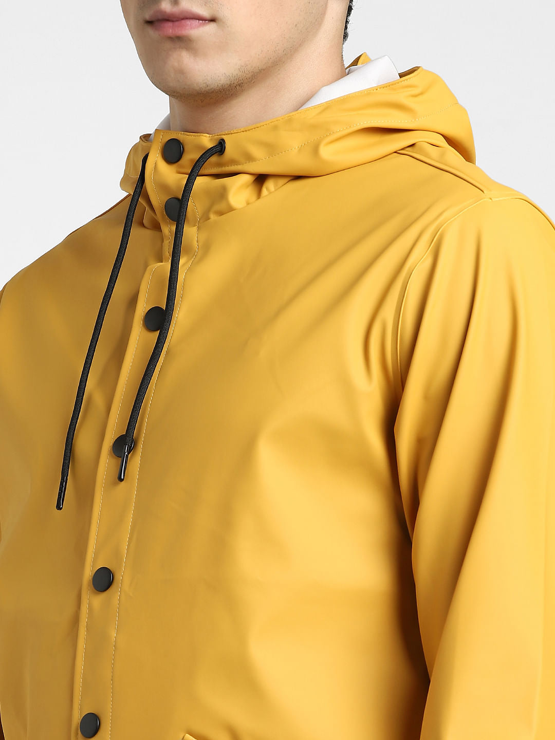 Yellow Hooded Rain Jacket