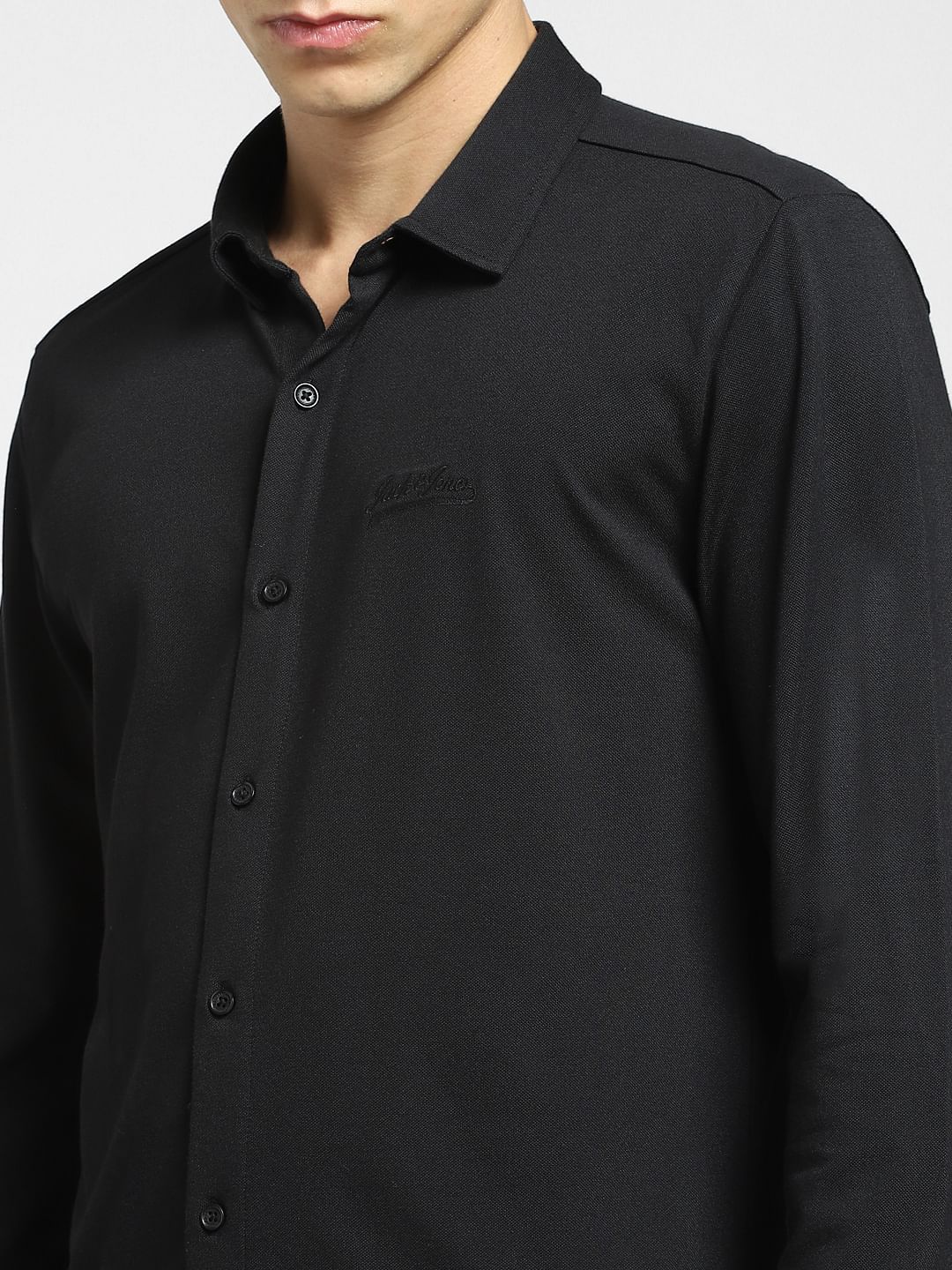Black Knit Full Sleeves Shirt