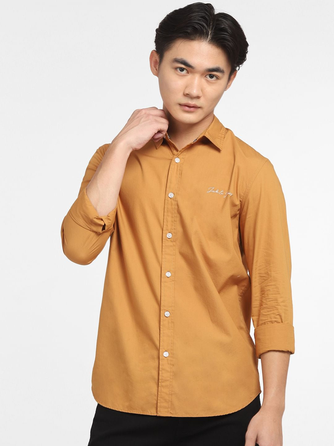 Brown Logo Print Full Sleeves Shirt