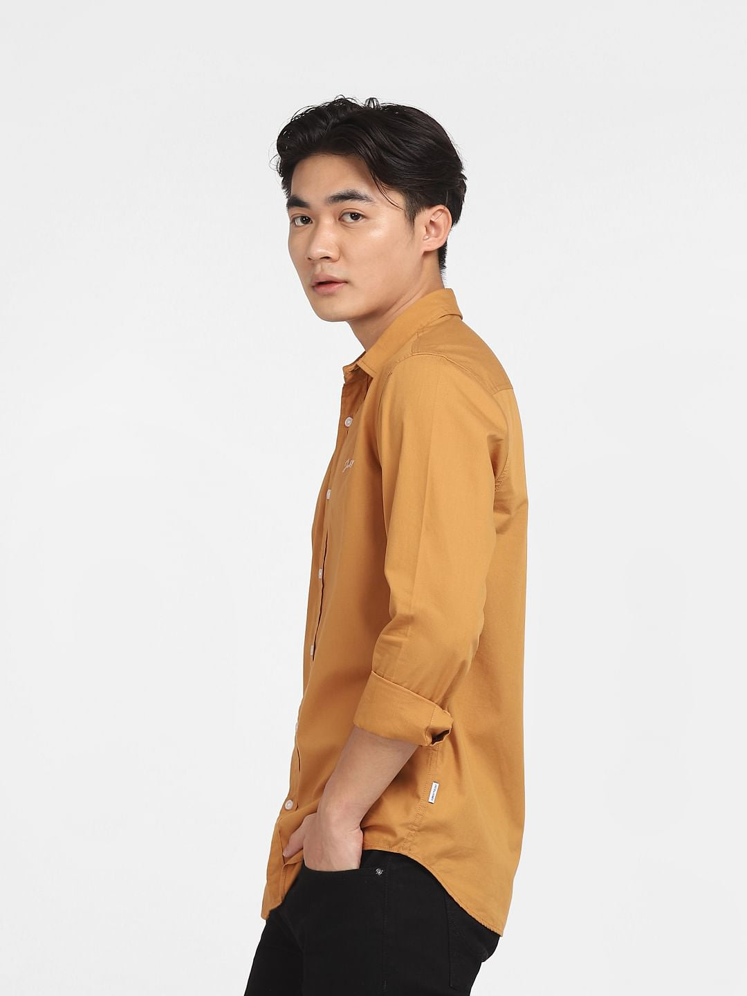 Brown Logo Print Full Sleeves Shirt