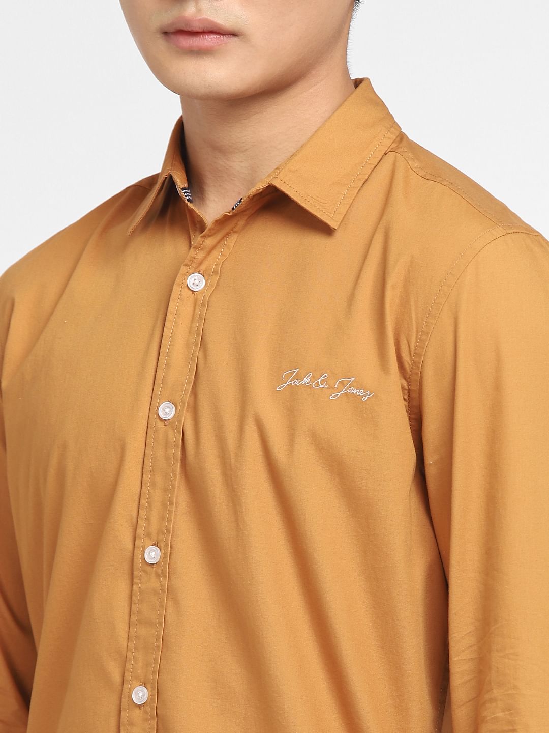 Brown Logo Print Full Sleeves Shirt
