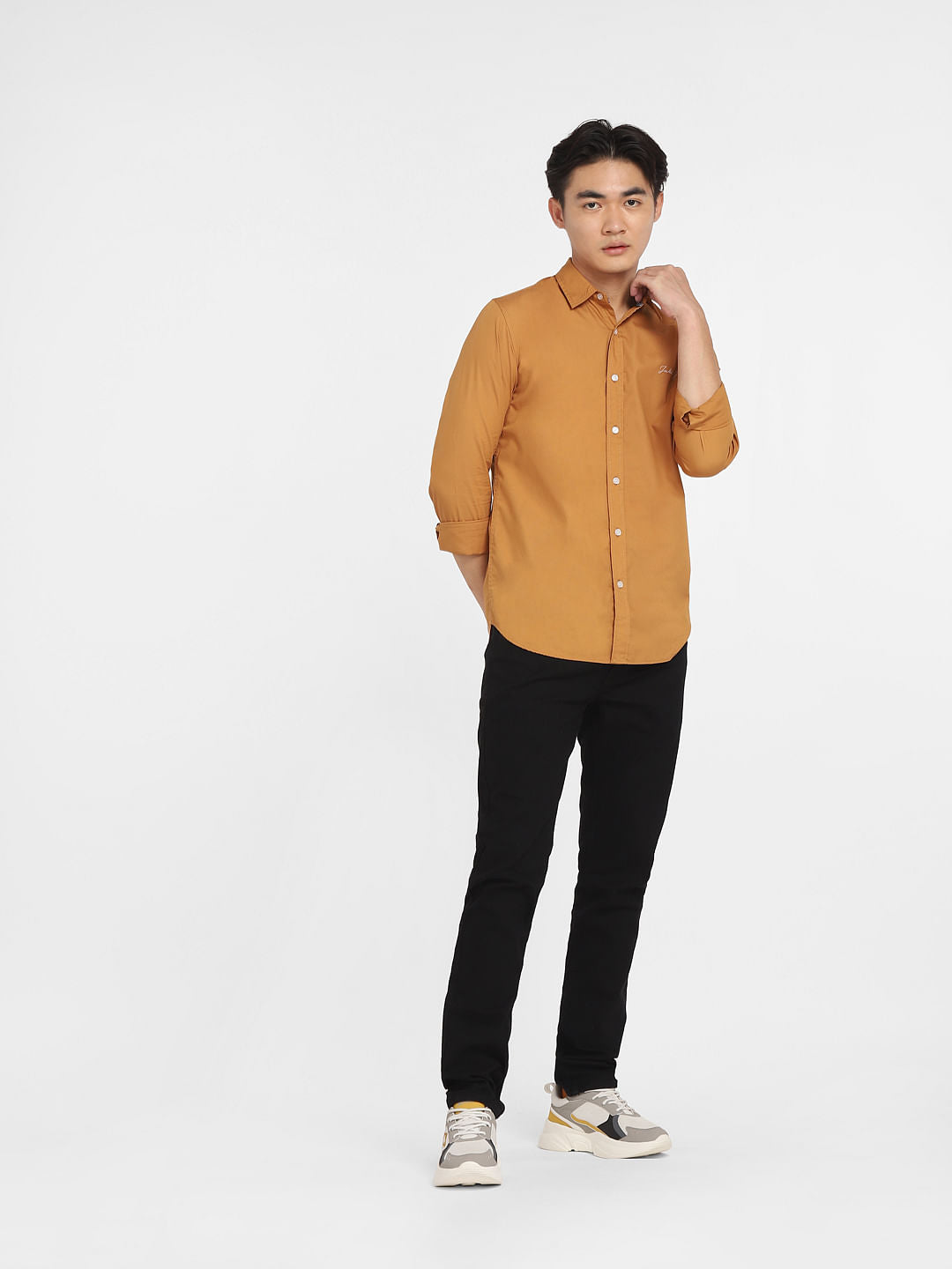 Brown Logo Print Full Sleeves Shirt