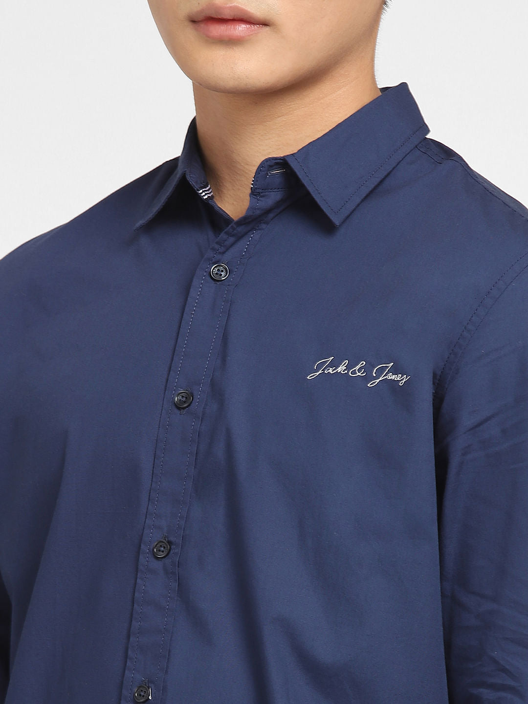 Blue Logo Print Full Sleeves Shirt