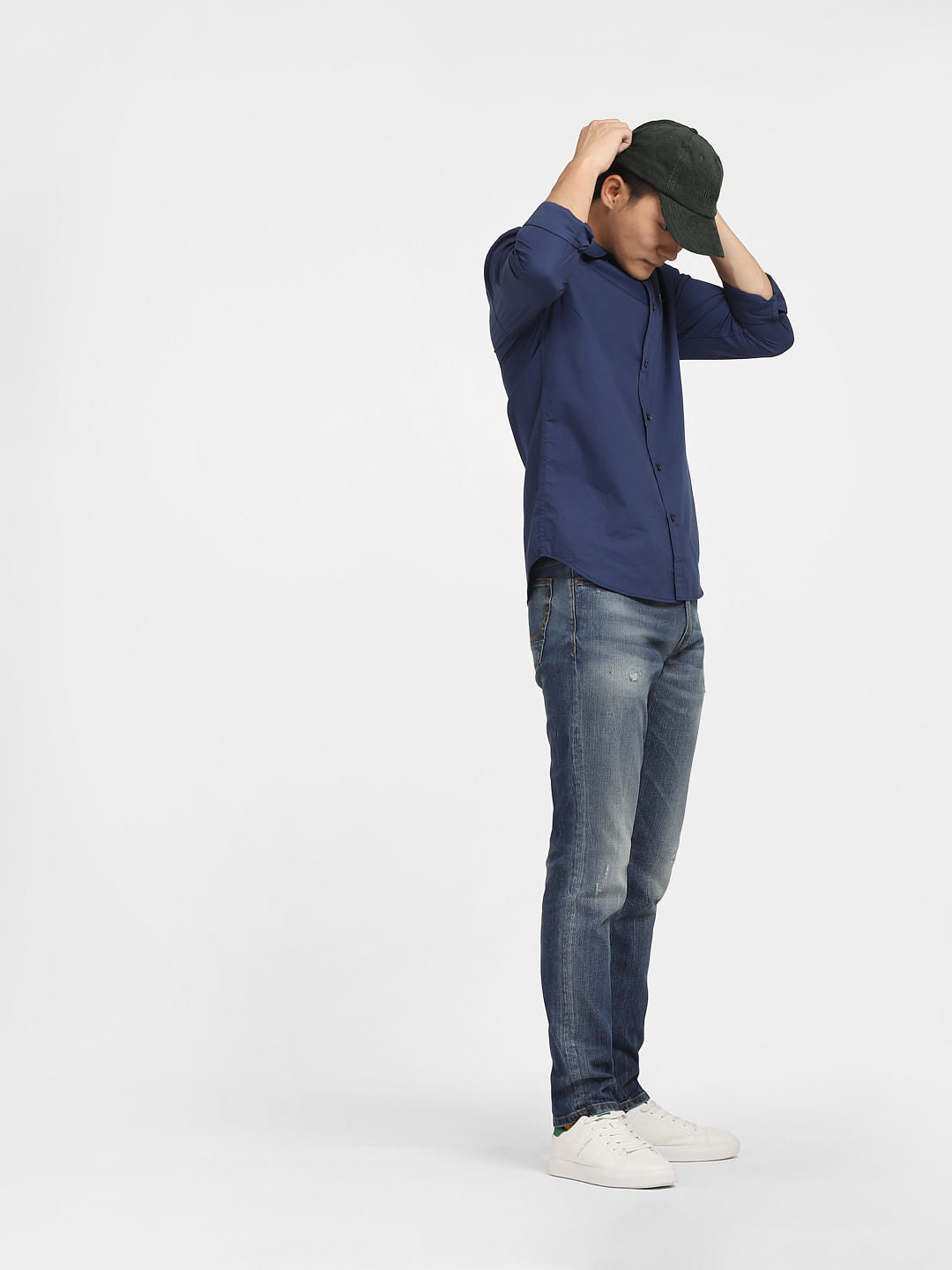Blue Logo Print Full Sleeves Shirt