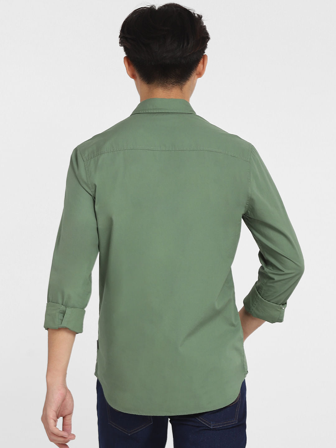 Green Logo Print Full Sleeves Shirt