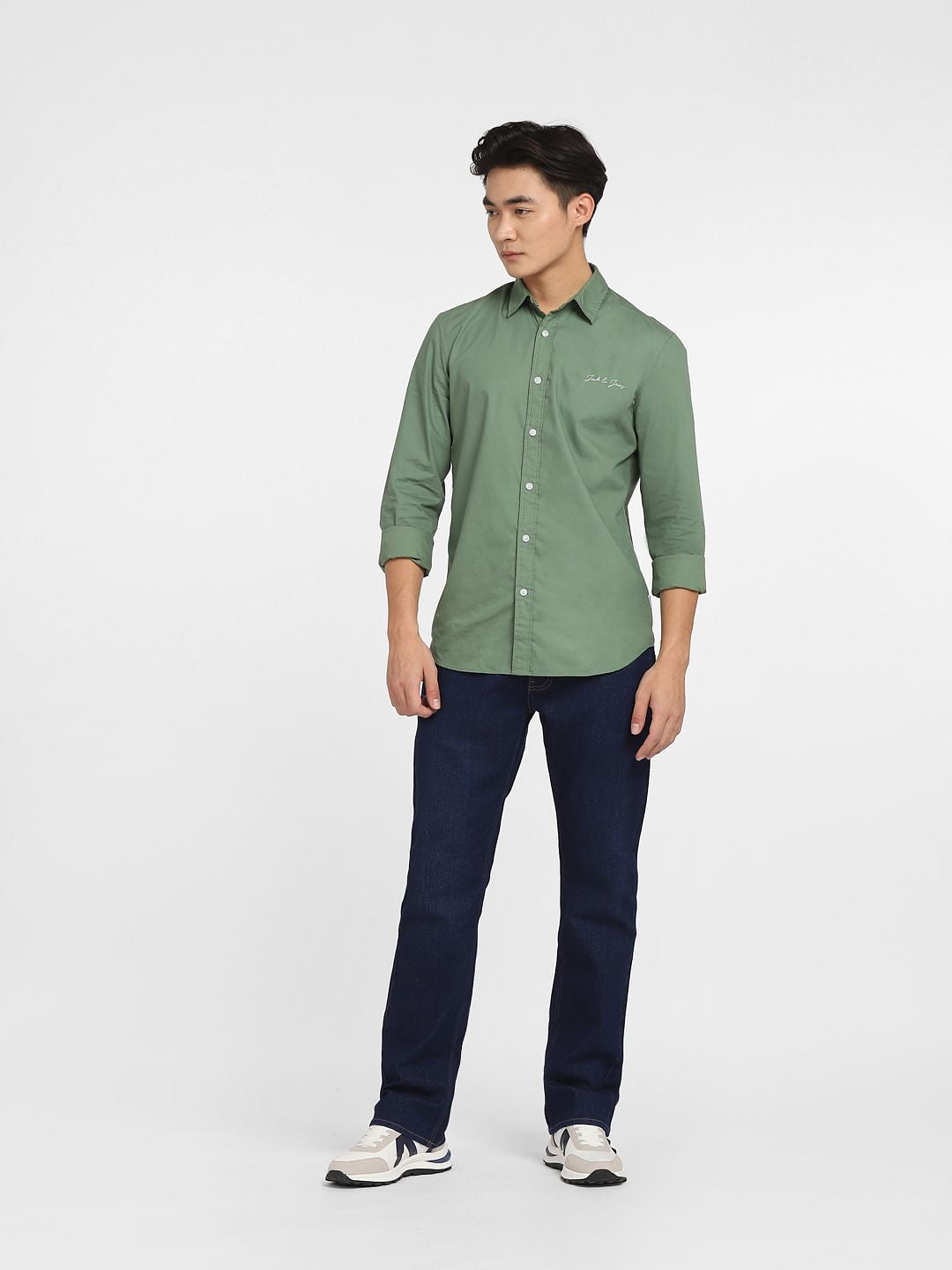 Green Logo Print Full Sleeves Shirt