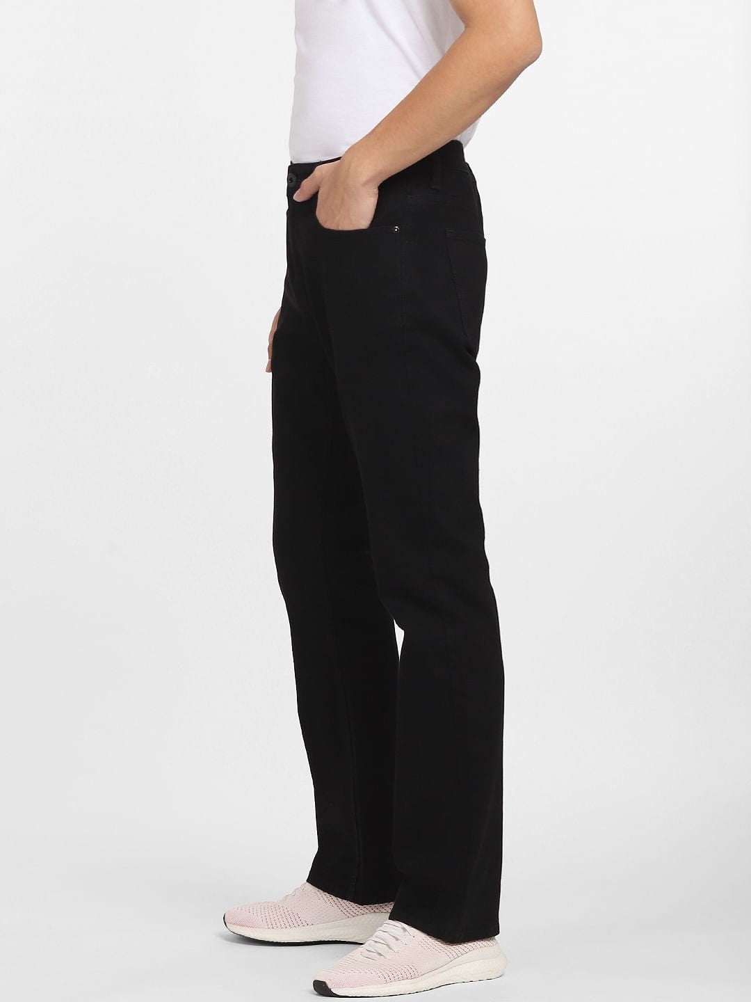 Black Mid Rise Clark Straight Fit Jeans