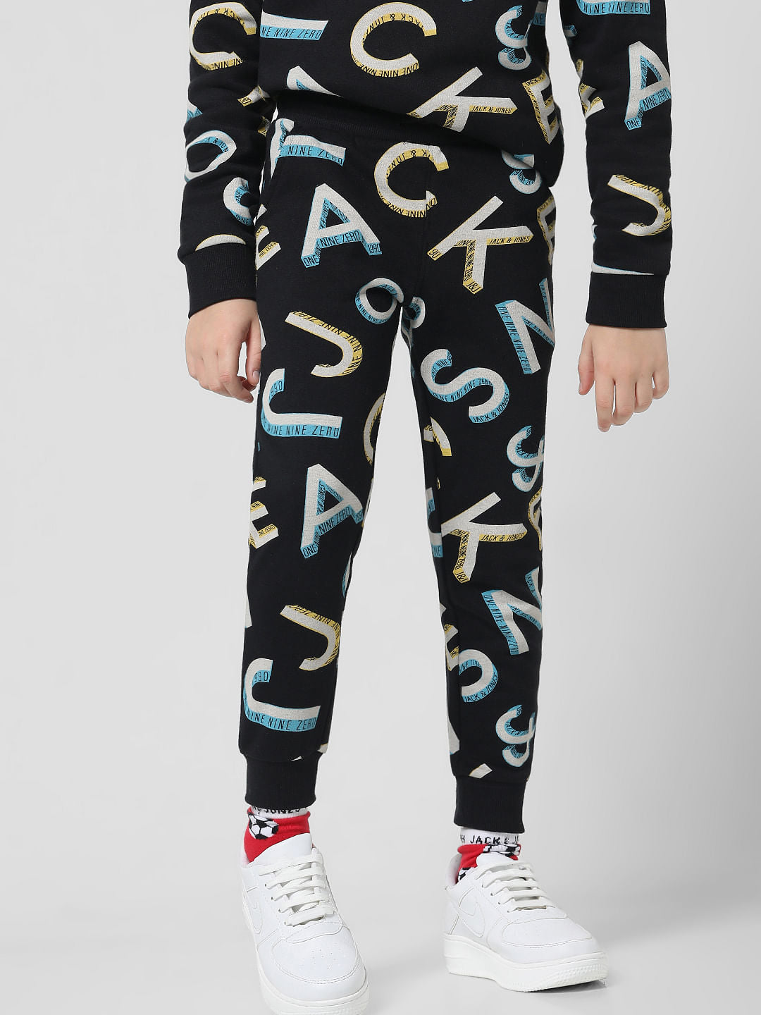 Black Mid Rise Logo Print Sweatpants