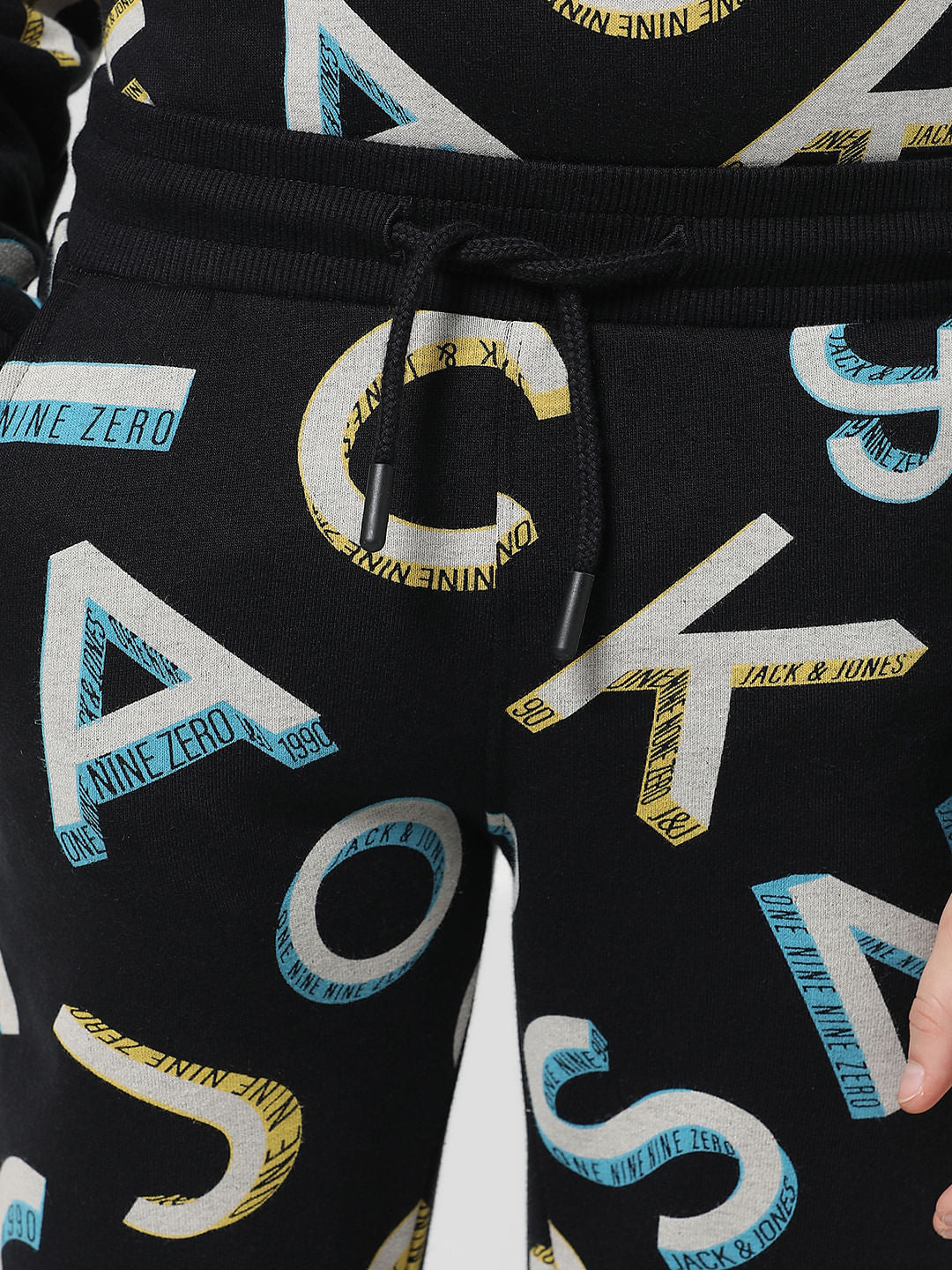 Black Mid Rise Logo Print Sweatpants