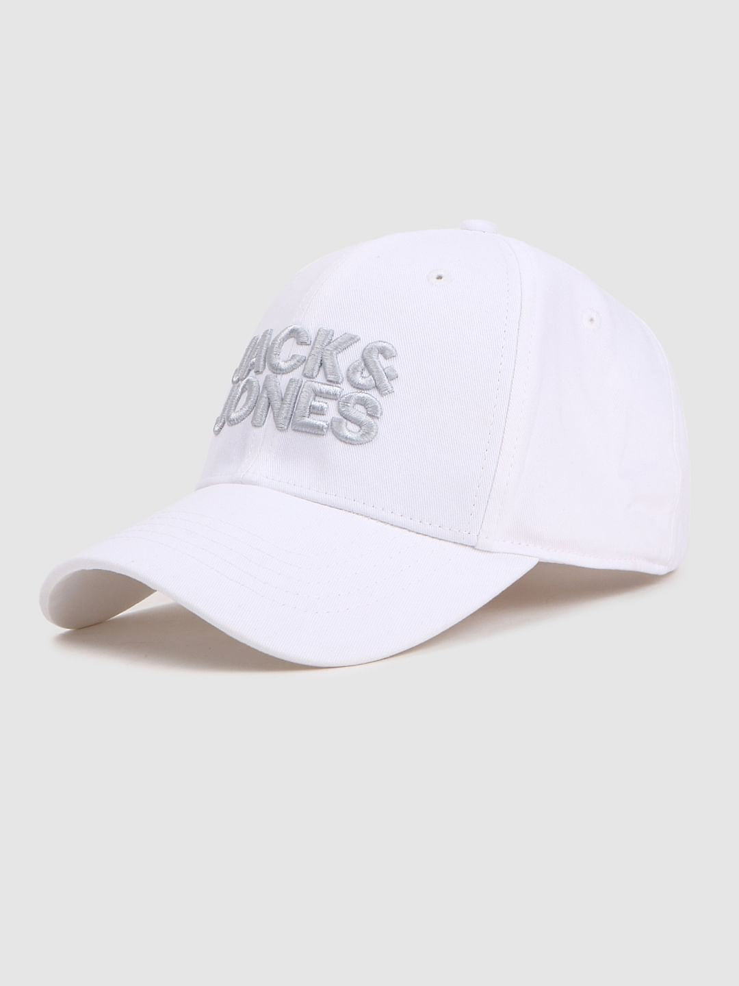 White Logo Print Baseball Cap