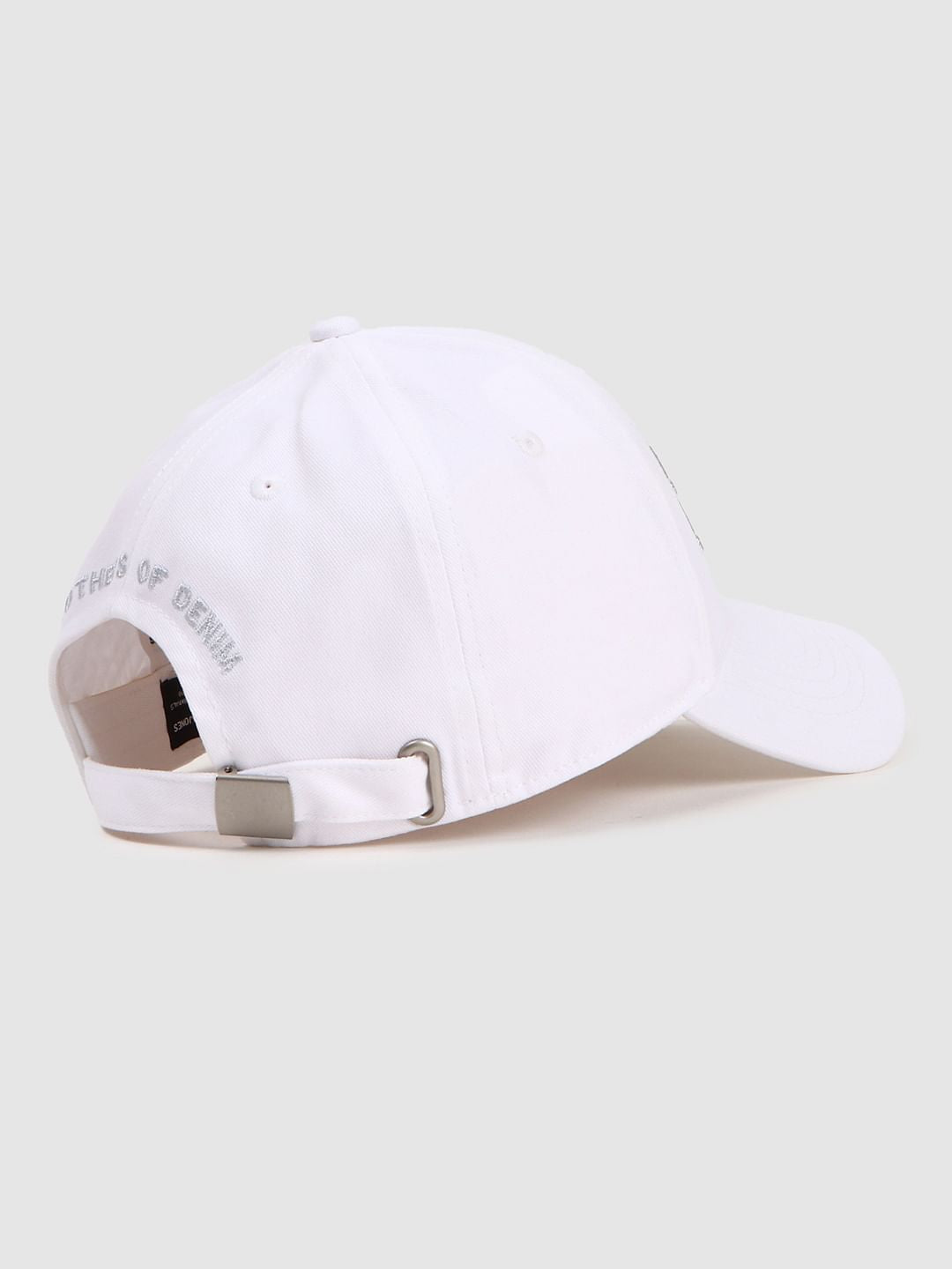 White Logo Print Baseball Cap