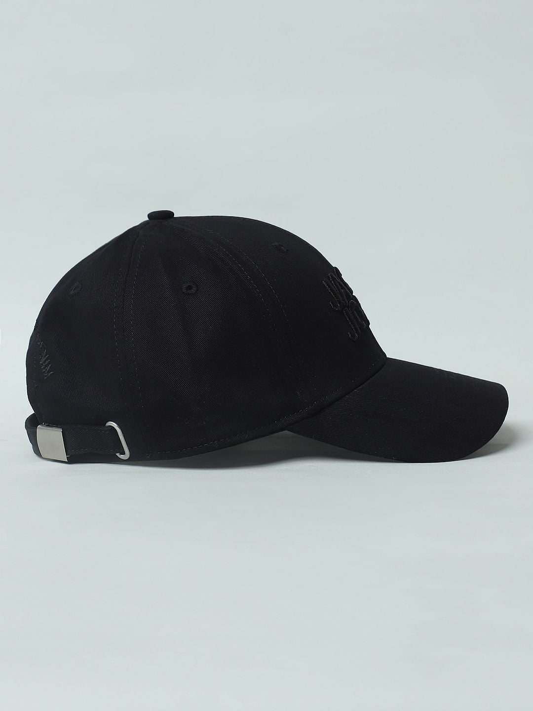 Black Logo Print Baseball Cap