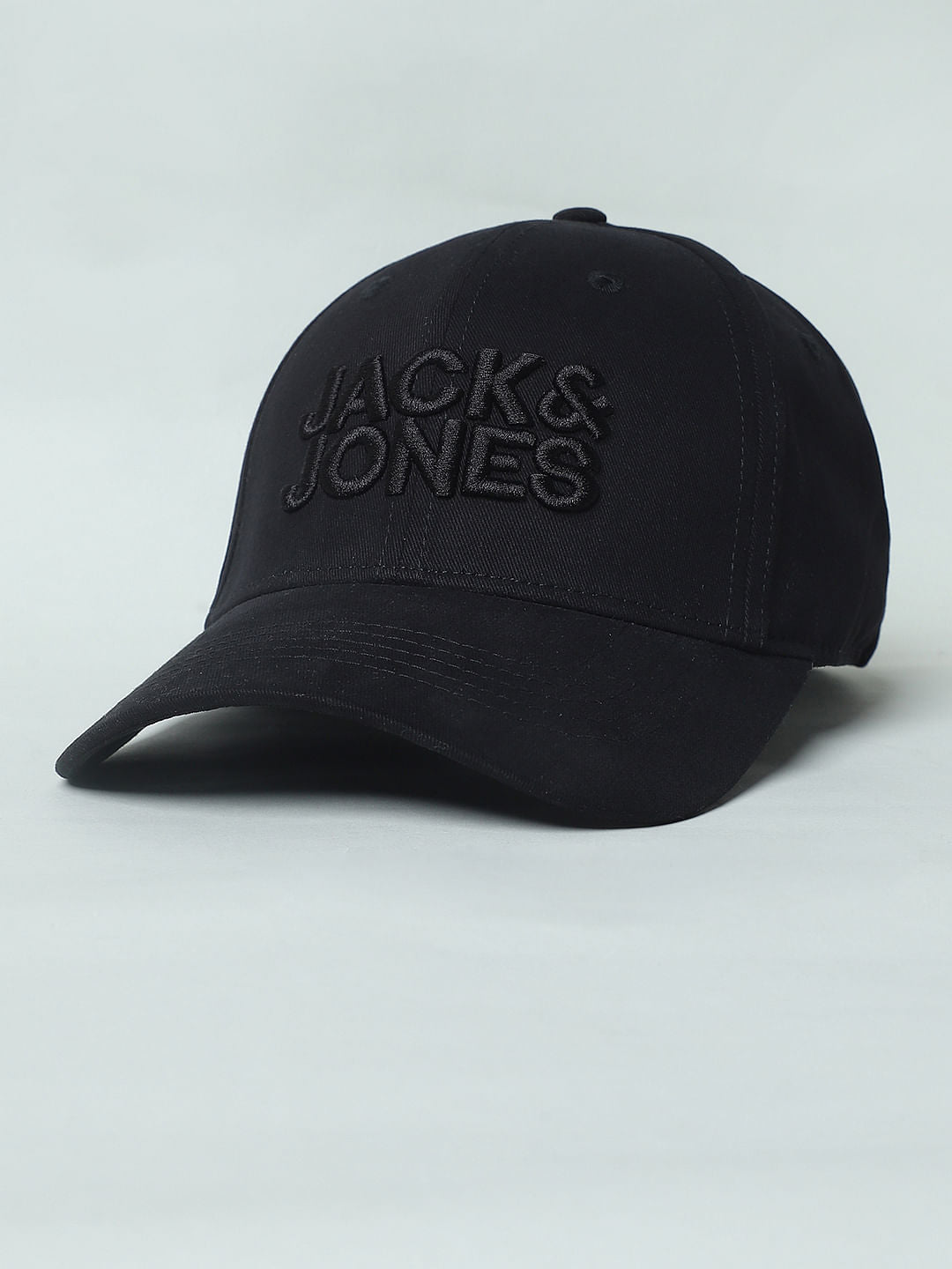 Black Logo Print Baseball Cap