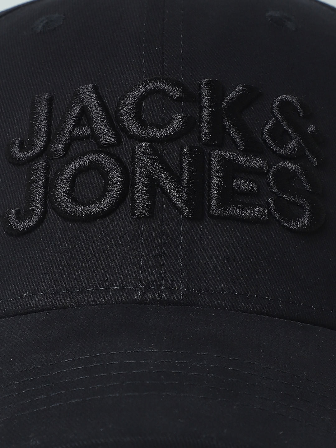 Black Logo Print Baseball Cap