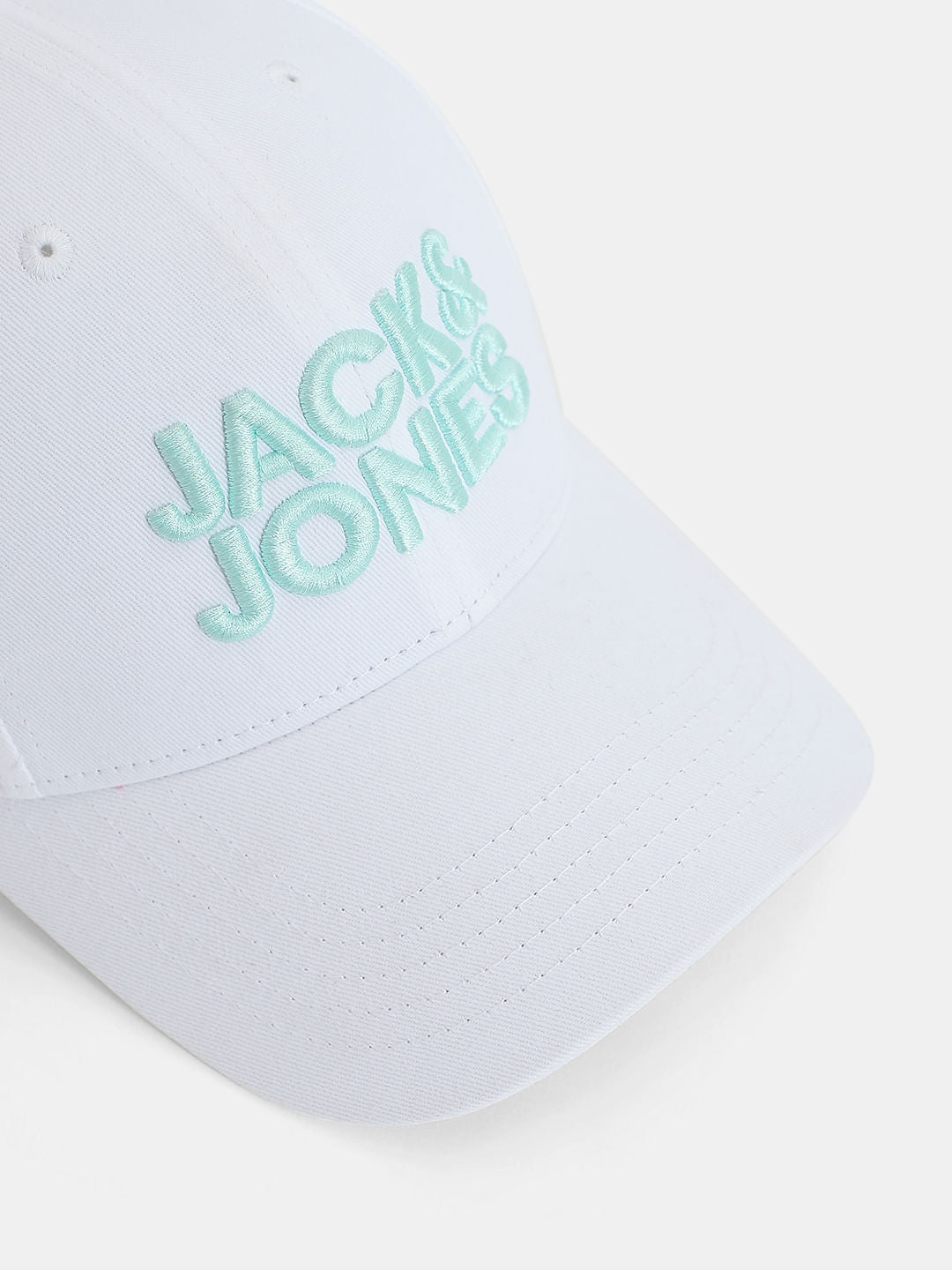White Logo Print Baseball Cap