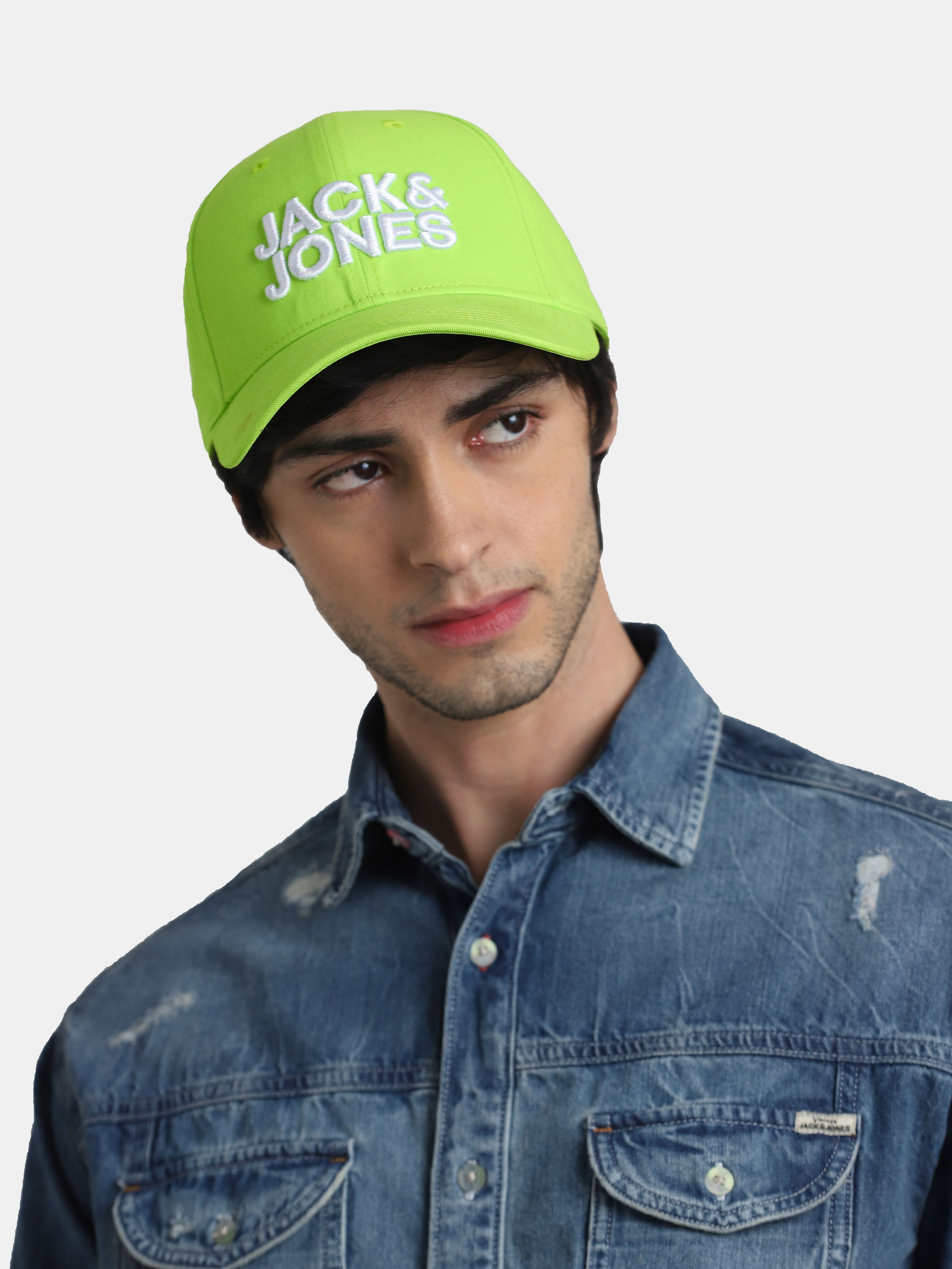 Neon Green Logo Print Baseball Cap
