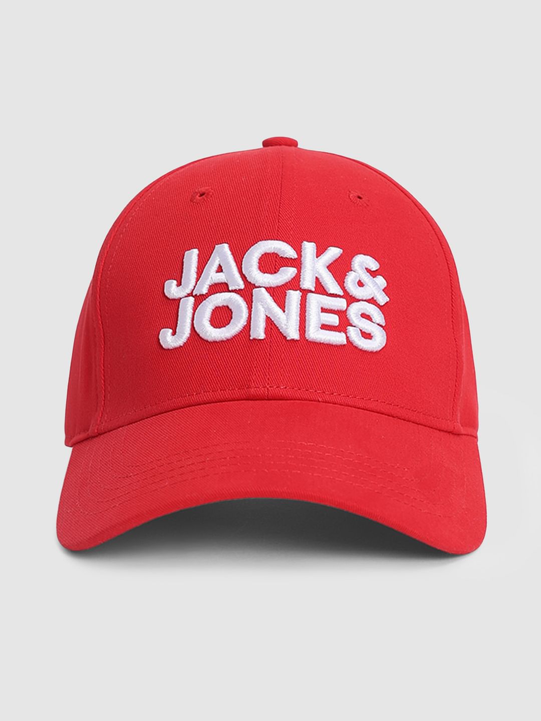 Red Embroidered Logo Print Cap