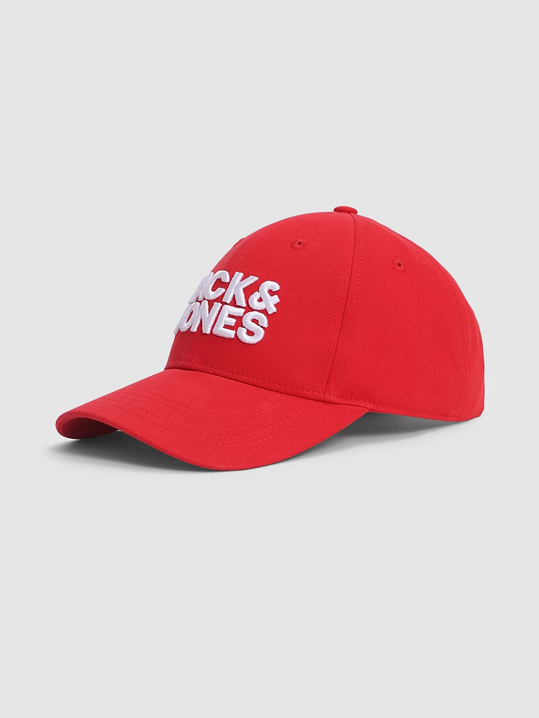 Red Embroidered Logo Print Cap