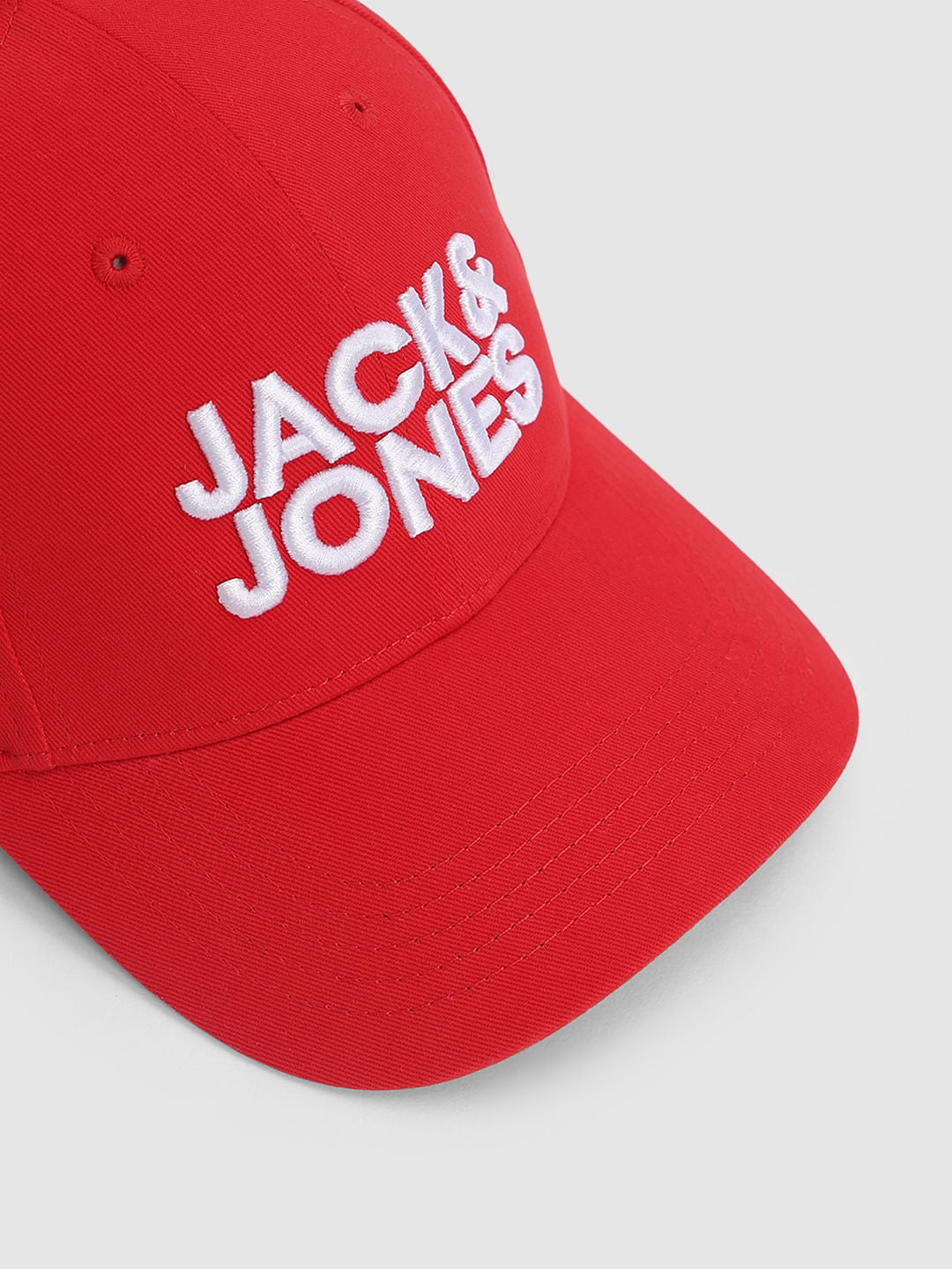 Red Embroidered Logo Print Cap