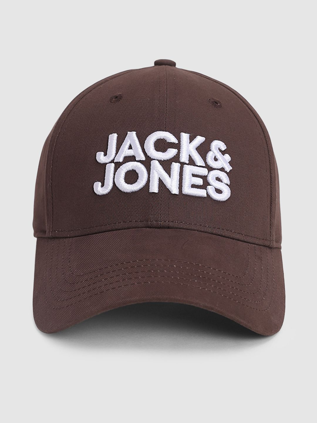 Dark Brown Embroidered Logo Print Cap