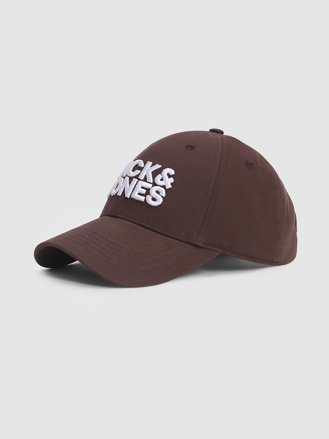 Dark Brown Embroidered Logo Print Cap