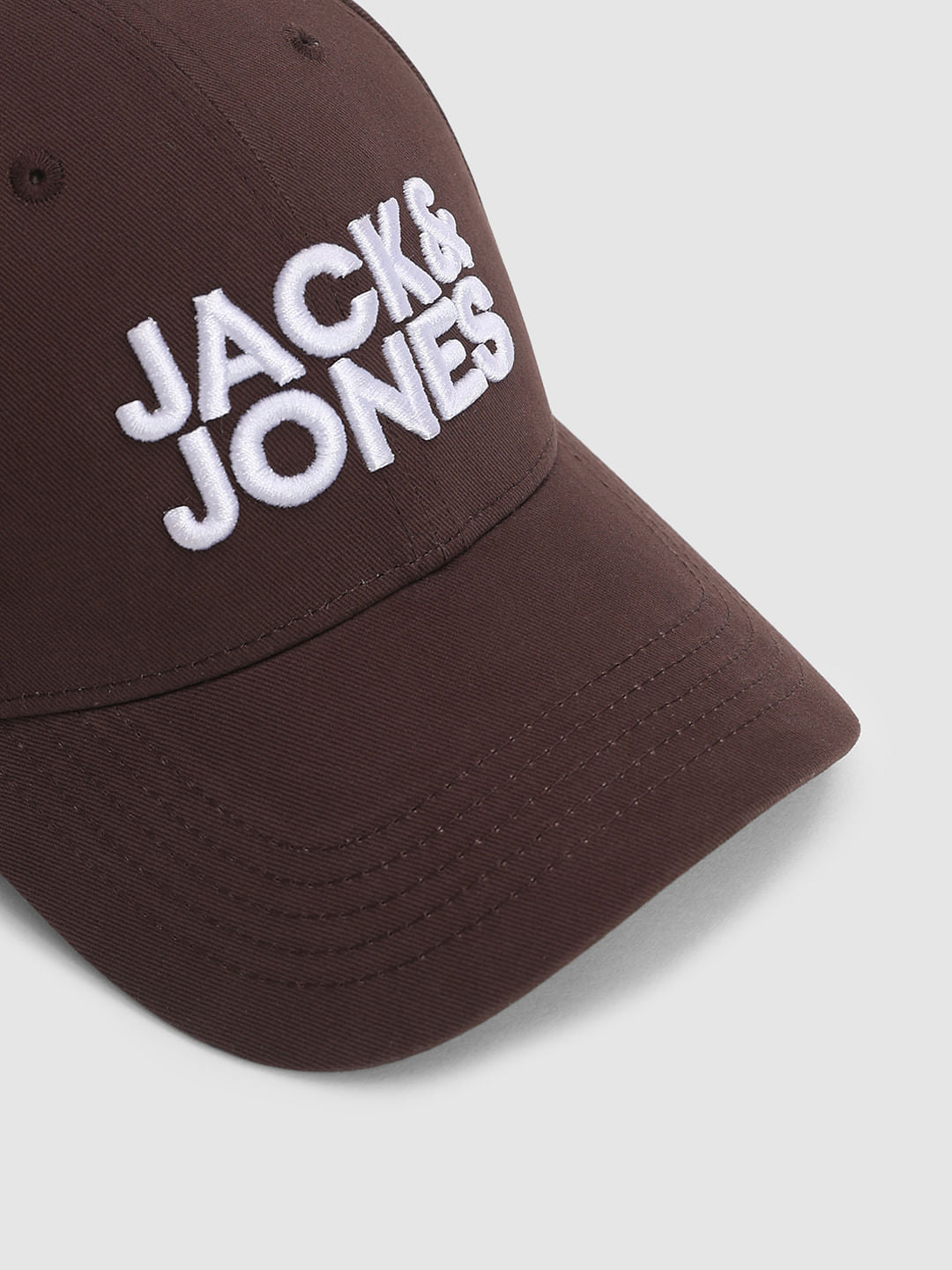 Dark Brown Embroidered Logo Print Cap