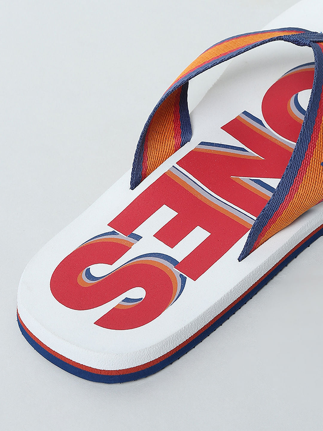 White Logo Print Flip Flops