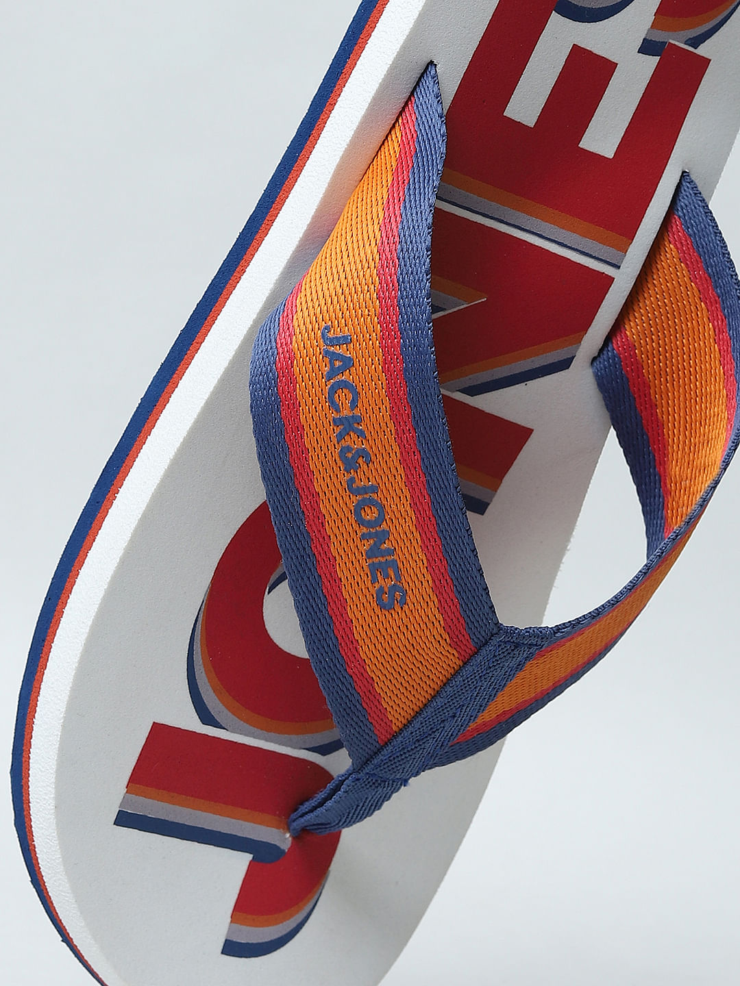 White Logo Print Flip Flops