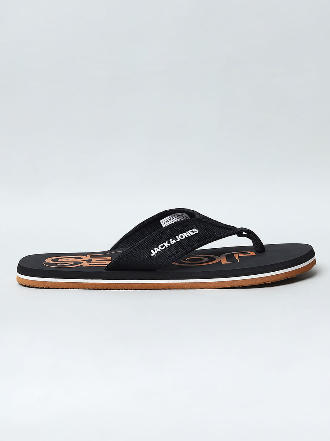 BLACK LOGO PRINT FLIP FLOPS