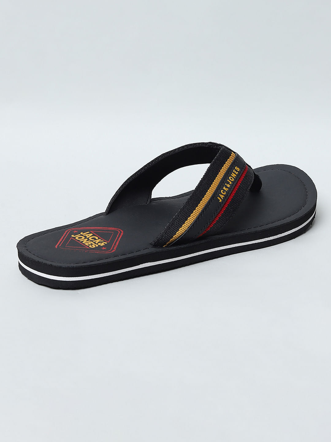 Black Logo Print Flip Flops